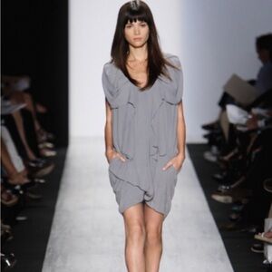 BCBGMaxAzria Light Gray Short Draped Dress